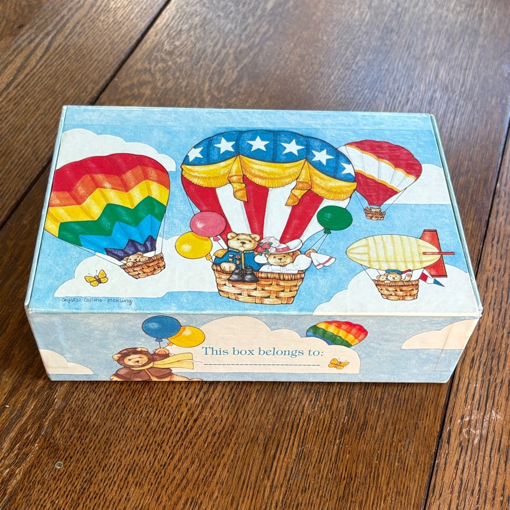 Vintage Box with Bears and Balloons